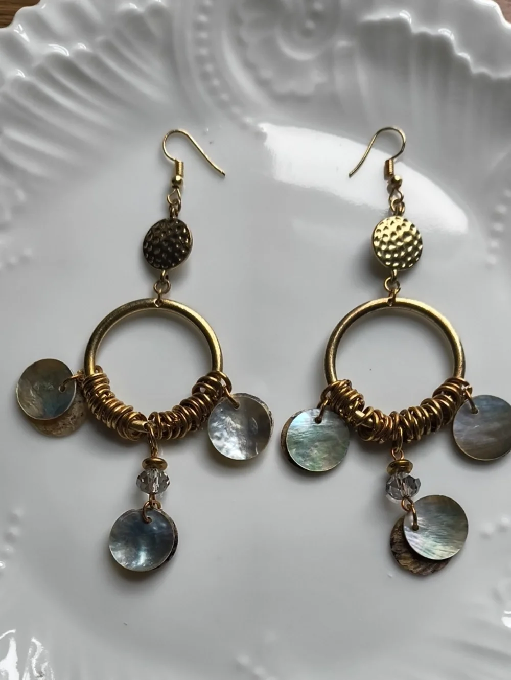 Chandelier Circlet Hoop Shell Earrings